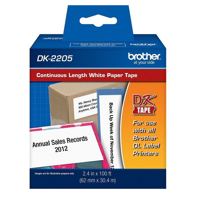 PAPEL ETIQUETA BROTHER DK-2205 2-3/7 ROLLO CONTINUO- 62MM X 30.48 METROS