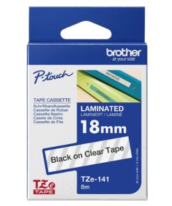 CINTA BROTHER TZE-141 BLACK ON CLEAR (TRANSPARENTE) 3/4 ( 18MM/8MTS)