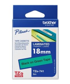 CINTA BROTHER TZE-741 BLACK ON GREEN 3/4 ( 18MM/8MTS)