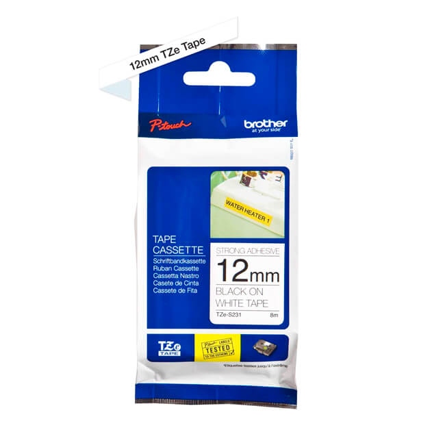 CINTA BROTHER TZE-S231 BLACK ON WHITE 1/2( 12MM) INDUSTRIAL