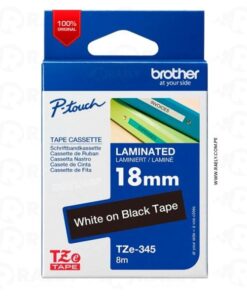 CINTA BROTHER TZE-345 WHITE ON BLACK 3/4 (18MM)