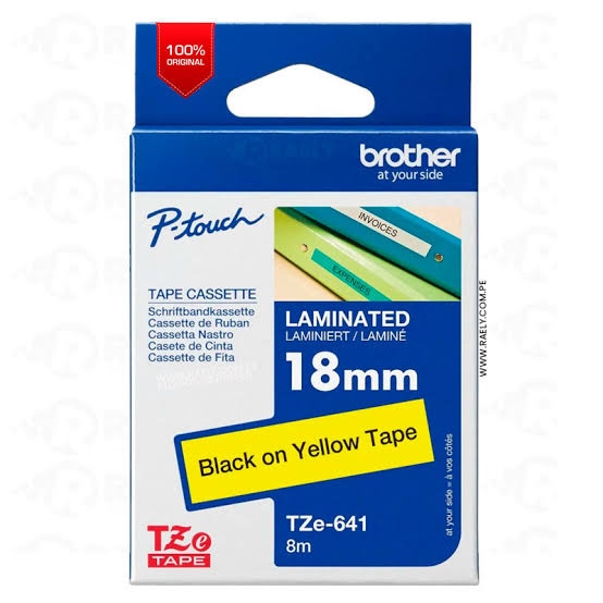 CINTA BROTHER TZE-641 BLACK ON YELLOW 3/4 (18MM)