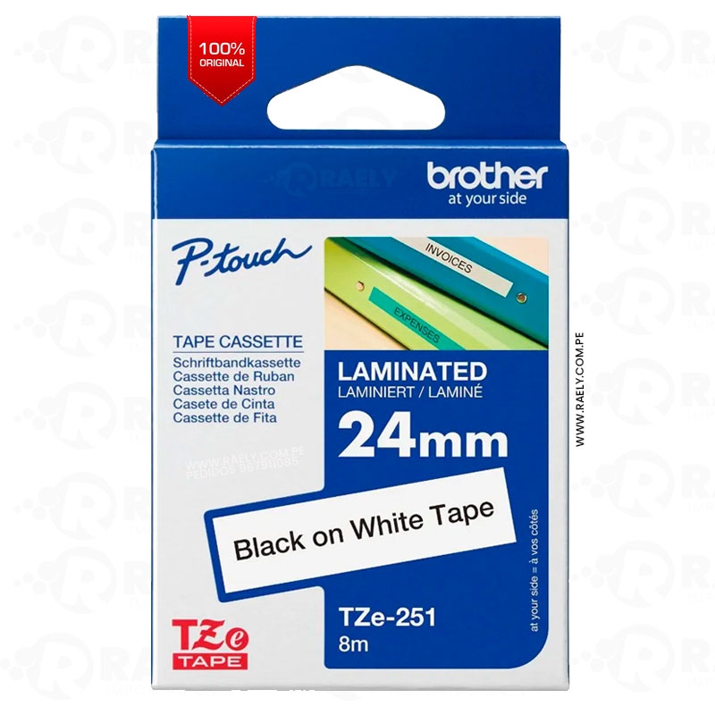 CINTA BROTHER TZE-251 BLACK ON WHITE 1 (24MM)