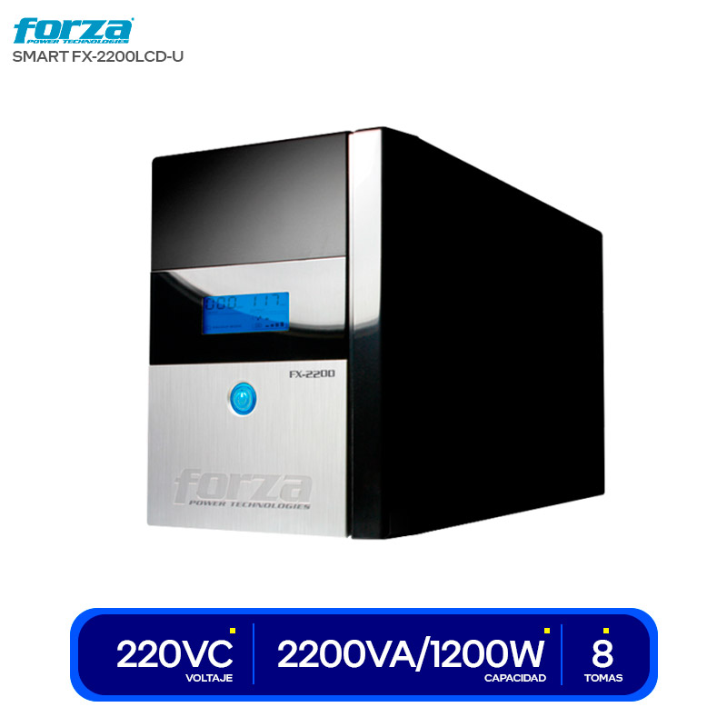 UPS FORZA SMART FX-2200LCD-U 2200VA/1200W, 8TOMAS AUTONOMIA 81 MINUTOS.