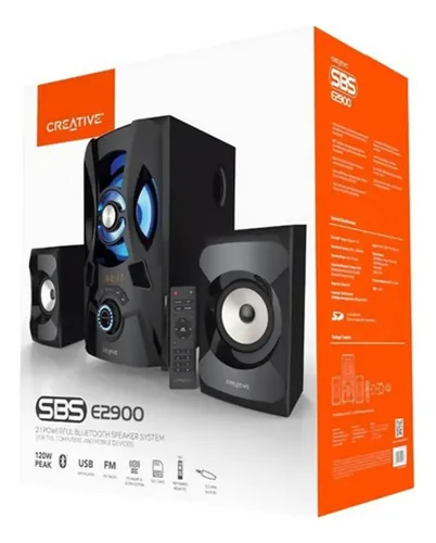 PARLANTE CREATIVE E2900 2.1 BLACK 60W/120W RADIO,USB, BLUETOOTH