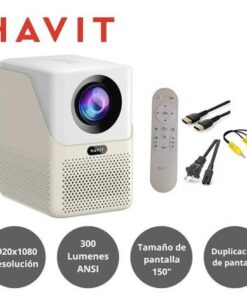 PROYECTOR HAVIT PJ216A PRO SMART LUMMENES 10000, 4K, 2USB, HDMI, JACK 3.5MM, AV, WIFI DUALBAND 2.4G/5G, BT, 40000 HRS, ANDROID TV9.0, BK
