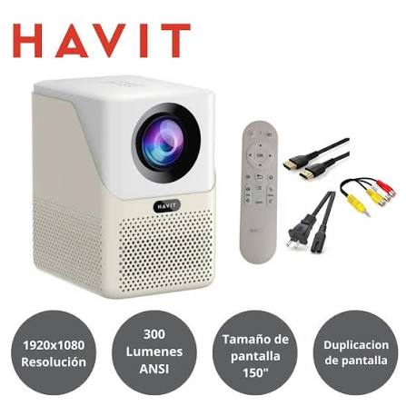 PROYECTOR HAVIT PJ216A PRO SMART LUMMENES 10000, 4K, 2USB, HDMI, JACK 3.5MM, AV, WIFI DUALBAND 2.4G/5G, BT, 40000 HRS, ANDROID TV9.0, BK