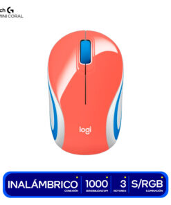 MOUSE LOGITECH M187  REFRESH MINI USB INALAMBRICO CORAL
