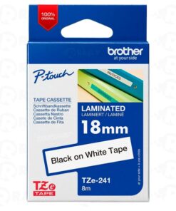 CINTA BROTHER TZE-241 BLACK ON WHITE 3/4X8MTS( 18MM) adhesivo normal