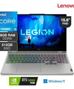 LAPTOP LENOVO LEGION 5 15IAH7 CI5-12450H 2.0GHZ, RAM 8GB DDR5, SSD 512GB, RTX3050 4GB, 15.6IN FHD, W11 HOME TEC. ESPAÑOL.
