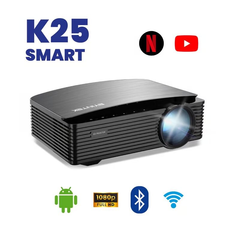 PROYECTOR BYINTEK K25 SMART BY102, 3500 LÚMENES, FULL HD (1080P) 1920X1080, HDMI, USB, WIFI, BLUETOOTH