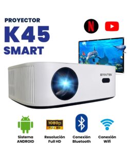 PROYECTOR BYINTEK K45 SMART, 3500 LÚMENES, FULL HD (1080P) 1920X1080, HDMI, USB, WIFI, BLUETOOTH