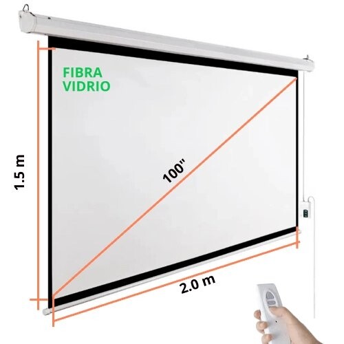 ECRAN ELECTRICO 100IN (2.03 X 1.52 Mts), MATERIAL PVC/BLANCO