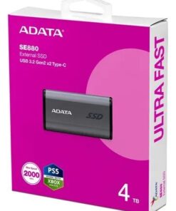 UNID. ESTADO SOLIDO SSD EXTERNO ADATA SE880 4TB, (2000 X 2000MBS) USB 3.2 GEN2 X 2, TIPO-C