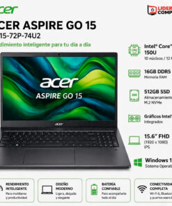LAPTOP ACER ASPIRE GO 15 AG15-72P-74U2, INTEL CORE 7 150U, RAM 16GB DDR5, 512GB NVME, 15.6 FHD