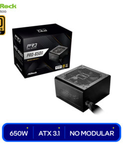 FUENTE ASROCK PRO-650G 650W ATX 3.1, 80 PLUS GOLD, PCIE 5.1