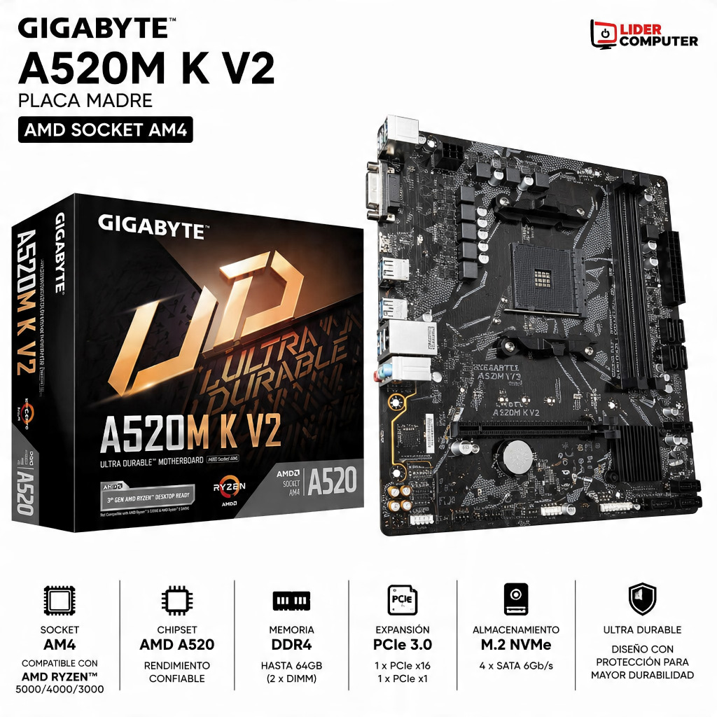 PLACA GIGABYTE A520M K V2 DDR4 AM4