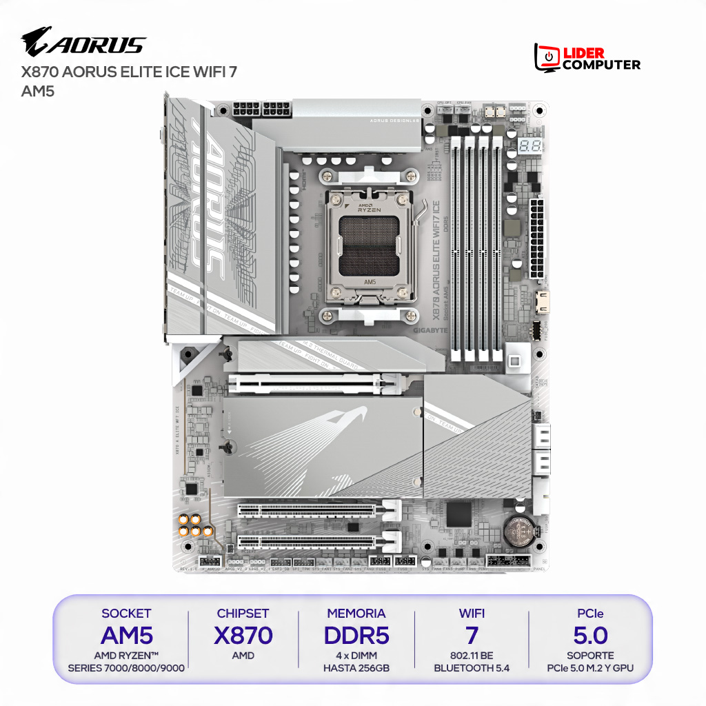 PLACA GIGABYTE X870 AORUS ELITE ICE WIFI 7 AM5