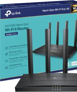 ROUTER TP-LINK ARCHER AX12, AX1500 NEXT-GEN DUAL BAND GIGABIT WI-FI 6 1.5 GBPS 4 ANTENAS