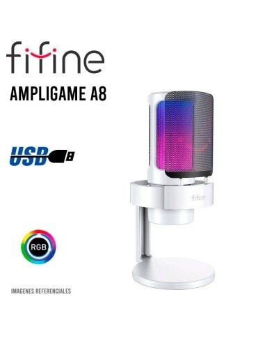 MICROFONO FIFINE AMPLIGAME A8 RGB WHITE USB-C,GAMING