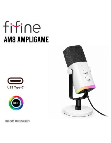 MICROFONO FIFINE AM8, RGB RUSB-C XLR ILUMINACION ARG, WHITE