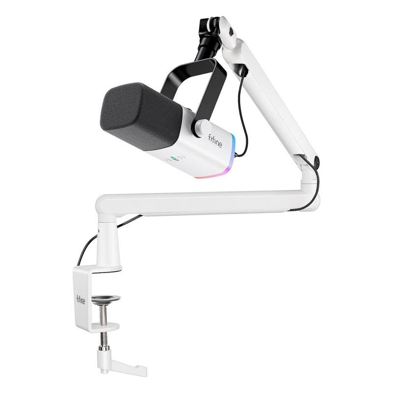 MICROFONO FIFINE AMPLIGAME TAM8, XLR/ USB, C/ BRAZO PROFESIONAL ARM WHITE