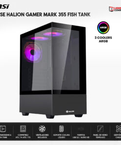 CASE HALION GAMER MARK 355 FISH TANK S/FUENTE 3 FAN ARGB VIDRIO TEMPLADO