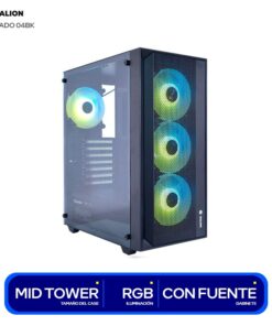 CASE HALION TORNADO 04 4X ARGB MALLA C/FUENTE 600W ATX BK