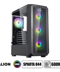 CASE HALION SPARTA 844 4X ARGB C/FUENTE 600W V/TEMPLADO ATX BK