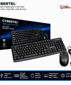 KIT 2 EN 1 CYBERTEL MERCURY CYB T100 (TECLADO + MOUSE), USB, BLACK