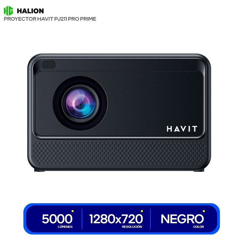 PROYECTOR HAVIT PJ211 PRO 4K LCD, 2.4G/5G, HDMI, 2 USB, JACK 3.5,H 30000,5000 LUMES,180 ANSI,T 220, BLACK
