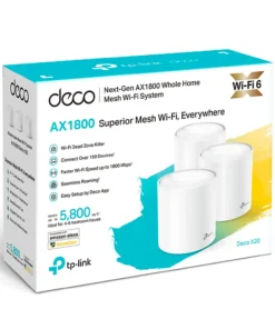 ROUTER TP-LINK MESH DECO X20 AX1800 (KIT DE 3) WIFI6, COBERTURA 5800 SQ. FT, DUAL BAND (2.4GHZ/5GHZ) 1800MBPS