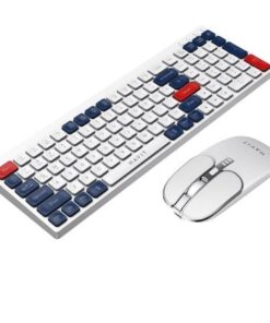 KIT 2 EN 1 HAVIT KB830WB-SP (TECLADO + MOUSE)  WIRELESS, BLUETOOTH, RECARGABLE, SILENCIOSO, BLANCO-ROJO-AZUL
