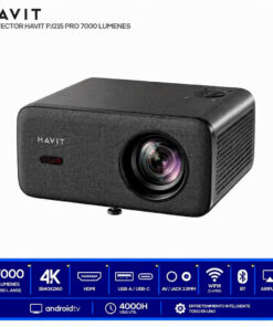 PROYECTOR HAVIT PJ215 PRO 7000 LUMENES (250 L.ANSI), 4K(3840X2160), HDMI, USB-A, USB-C, AV, JACK 3.5MM, WIFI6(2.4/5G), BT, AIRPLAY, ANDROID TV, 40000H