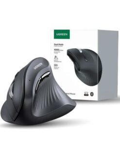 MOUSE UGREEN VERTICAL MU008, WIRELESS 2.4 GHZ, BLUETOOTH, 4000 DPI, BLACK