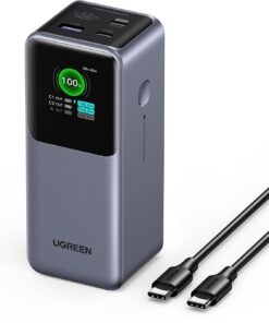 POWER BANK UGREEN NEXODE PB722 25000MAH 200W CARGA RÁPIDA, 2 USB-C + USB-A, PANTALLA TFT