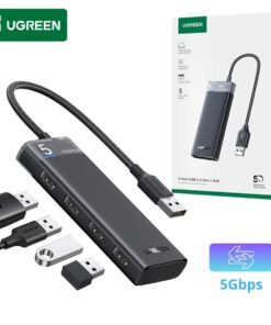 HUB UGREEN CM416 USB-A A USB-A 4 PORT USB 3.0 CON FUENTE DE ALIMENTACION ESTABLE (USB-C)