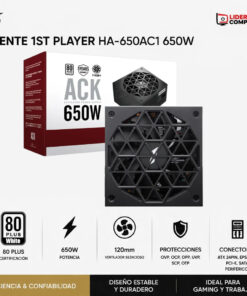 FUENTE 1ST PLAYER HA-650AC1 650W 80 PLUS BLACK