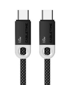 CABLE USB-C TRENZADO 60W DE 1M (NEGRO) - CABLETIME | CUP4H