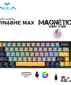 TECLADO AULA WIN68HE MAX USB,DARK GREY/LIGHT GREY/YELLOW - WING CHUN MAGNETIC SWITCH
