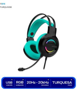 AUDIFONO ANTRYX IRIS-K  C/MICROFONO 7.1 GAMING HEASED TURQUESA