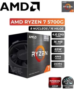 PROCESADOR AMD RYZEN 7 5700G 3.8/ 4.6GHZ. 8 CORE 20MB. AM4