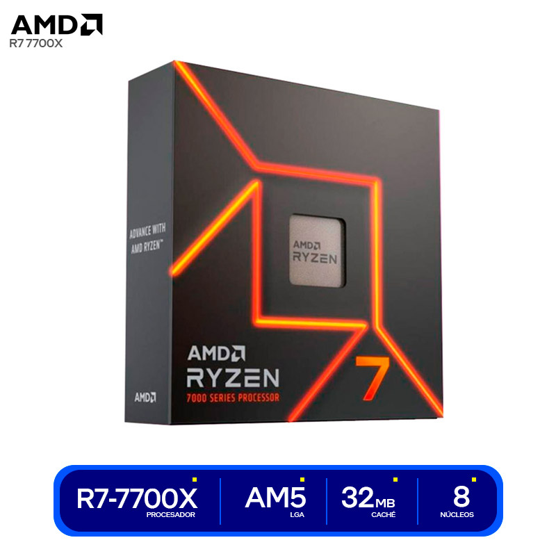 PROCESADOR AMD RYZEN 7 7700X 4.5/5.4GHZ, 40MB CACHE, AM5