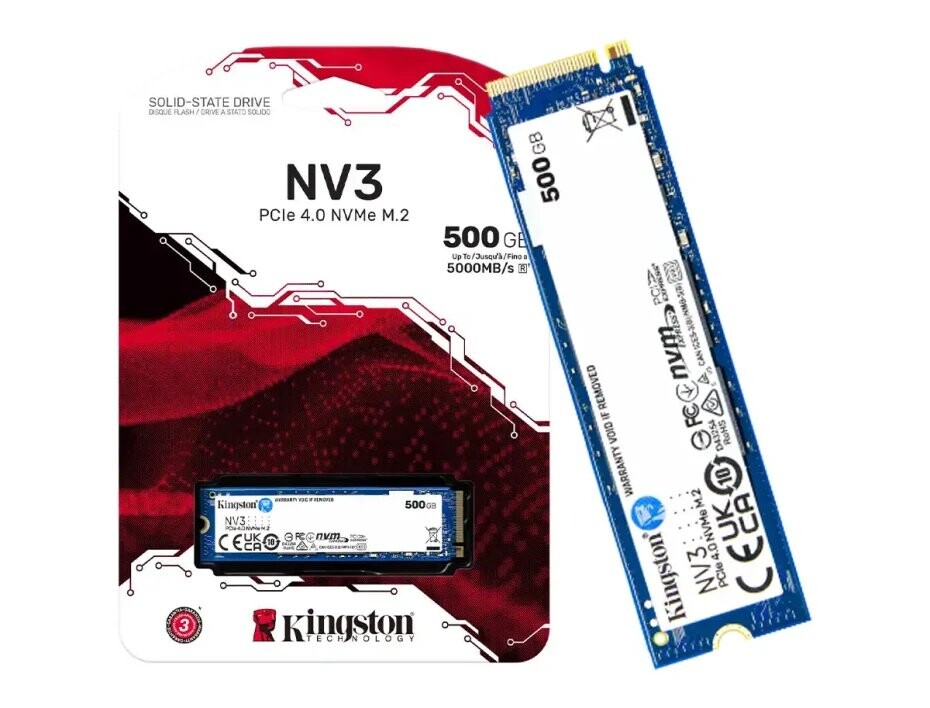 UNID. ESTADO SOLIDO SSD KINGSTON 500GB NV3 M.2 2280 NVME PCI 4.0 5000MB/S