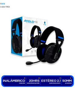 AUDIFONO ANTRYX APOLO 400 TRIX RGB WIFI 2.4G, BT, C/MICRO WIRELESS GAMING  HEASET BLACK