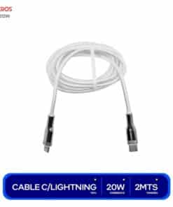 CABLE TEROS TE-70212W, USB-C - A AIPAD LIGHTNING  2M  3A 20W MAX, GRIS