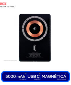 POWER BANK TEROS TE-7055D 5000 MAH CARGA INALAMBRICA 7.5W SALIDA/ENTRADA USB-C (P-REGALO)