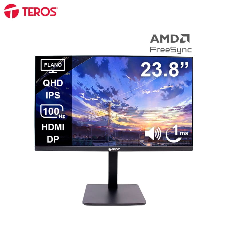MONITOR TEROS TE-2416CS QHD (2560X1440) 23.8 IPS 100HZ 1MS WEBCAM SPEAKER MICROFONO PIVOT