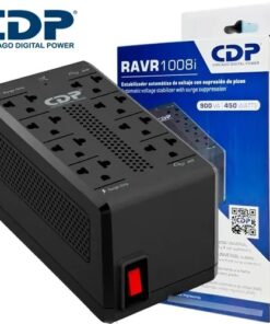 ESTABILIZADOR CDP RAVR1008I 900VA 450W 8 TOMAS NEGRO