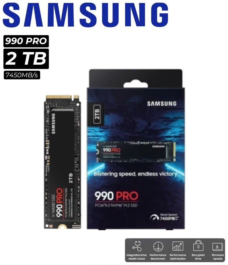 UNID. ESTADO SOLIDO SSD SAMSUNG 2TB 990 PRO PCI 4.0 NVME M.2 7450MB/S